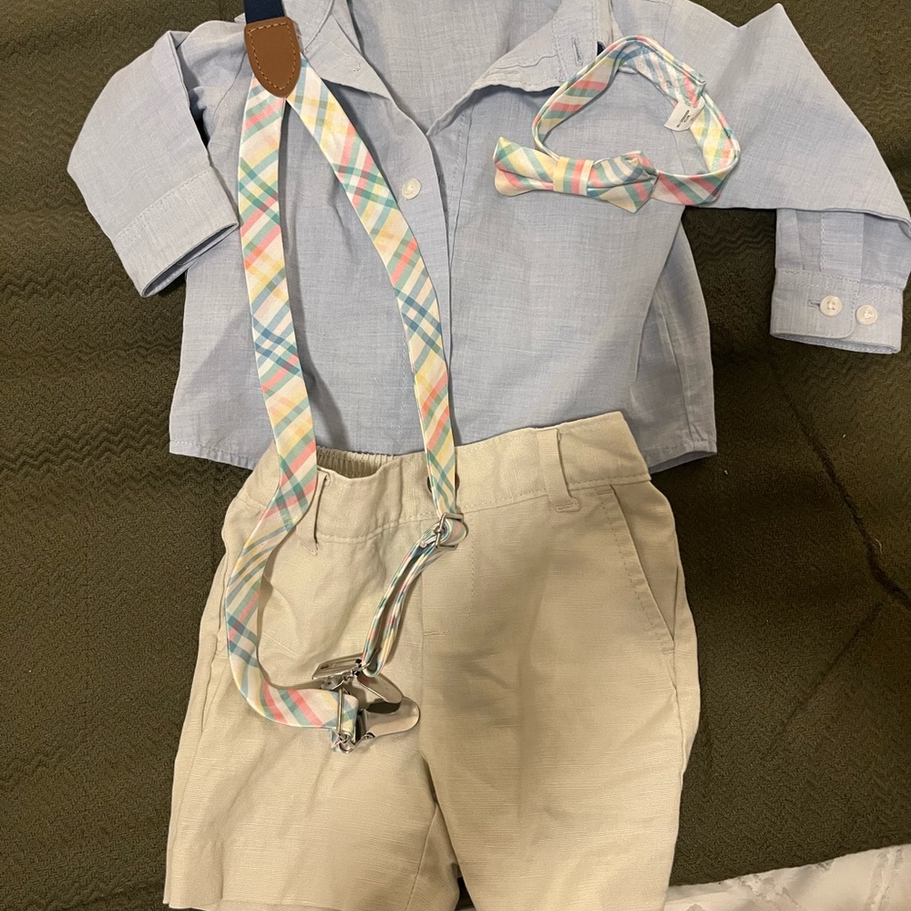 Edgehill Collection Pastel Plaid Kids Suspenders and Bow Tie Set